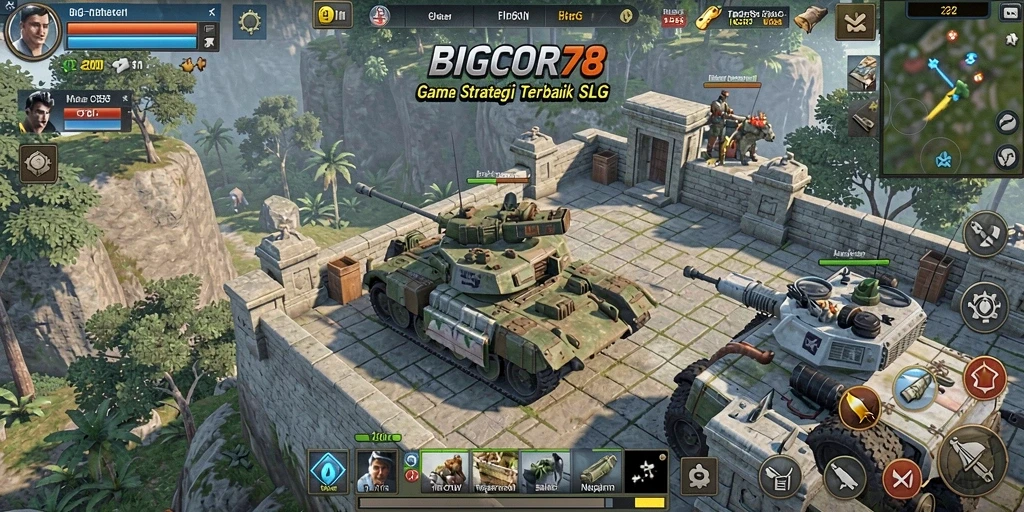 Tampilan screenshot BIGCOR78 menunjukkan aksi pertempuran strategis yang intens.