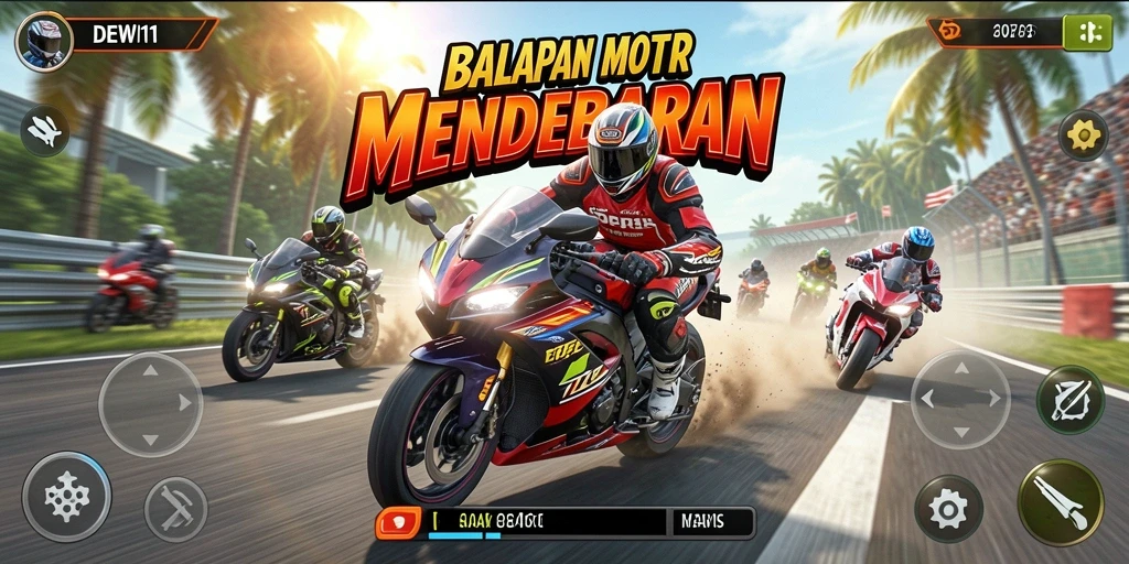 Gameplay balapan motor yang seru dan menantang di DEWI11.