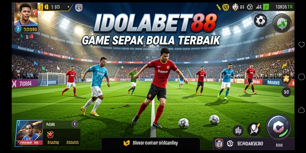 Screenshot IDOLABET88 menampilkan aksi seru di lapangan sepak bola.