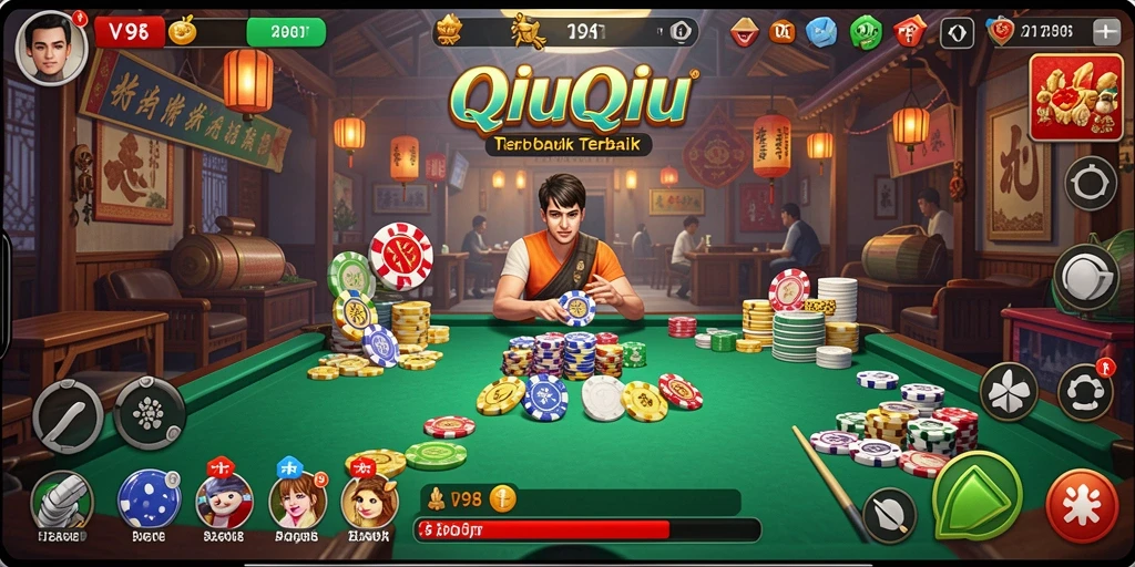 Gameplay QiuQiu yang seru dan menarik di V98.