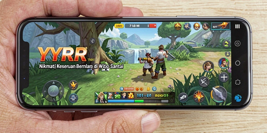 Screenshot gameplay YYRR yang penuh warna dan seru.